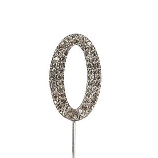 Diamant-Zahl -0- am Silberstab, 4,5 cm,