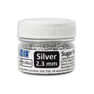 PME Sugar Pearls Silver 2.3mm 25g MHD