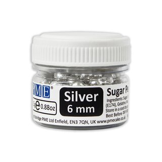 PME Sugar Pearls Silver 6mm 25g MHD