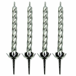 PME Silver Twist Candles with Holders pk/10