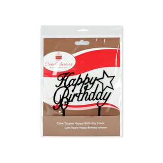 Cake Topper Happy Birthday Stern schwarz
