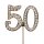 Diamant-Zahl -50-Gold am Silberstab, 4,5 cm,