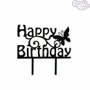 Cake Topper Happy Birthday Schmetterling schwarz
