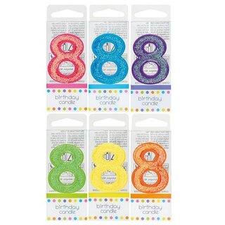 Sparkly Mini Number Candle Number 8 - 45mm