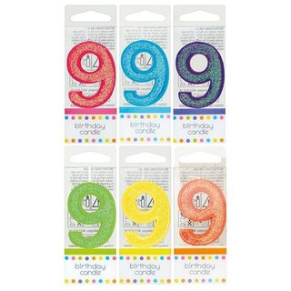 Sparkly Mini Number Candle Number 9 - 45mm