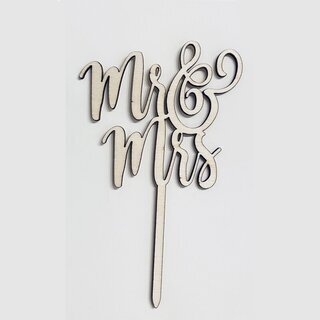 Cake Topper Mr & Mrs Holz 10-13 cm