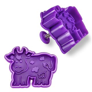 Stadter  Cookie cutter with stamp and ejector Cow 7 cm