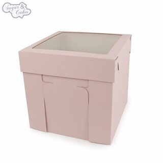 Tortenkarton Geschenkbox Rosa mit Sichtfenster- 30,5 x 30,5 x 30,5 cm
