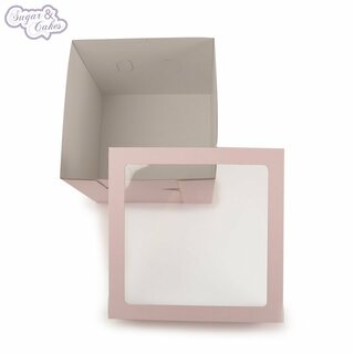 Tortenkarton Geschenkbox Rosa mit Sichtfenster- 30,5 x 30,5 x 30,5 cm