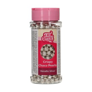 FunCakes Knusprige Choco Perlen - Metallic Silver 60g