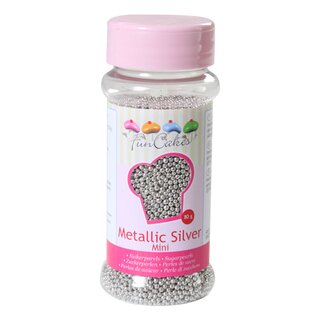 FunCakes Sugarpearls 2 mm -Metallic Silver- 80g