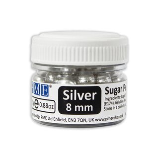 PME Sugar Pearls Silver 8mm 25g MHD 23